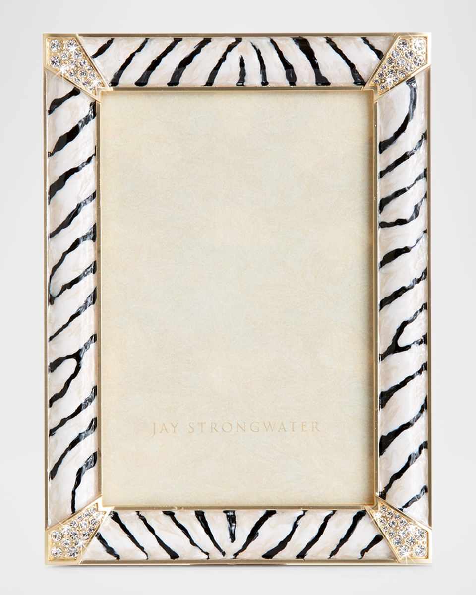 Lavinia Zebra Enamel Picture Frame, 4" x 6"